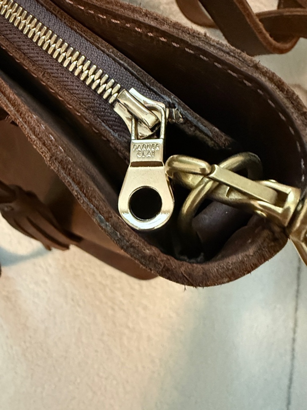 Parker Clay Women's Brown Leather Tote with Tassel Accent - Picture 4 of 8